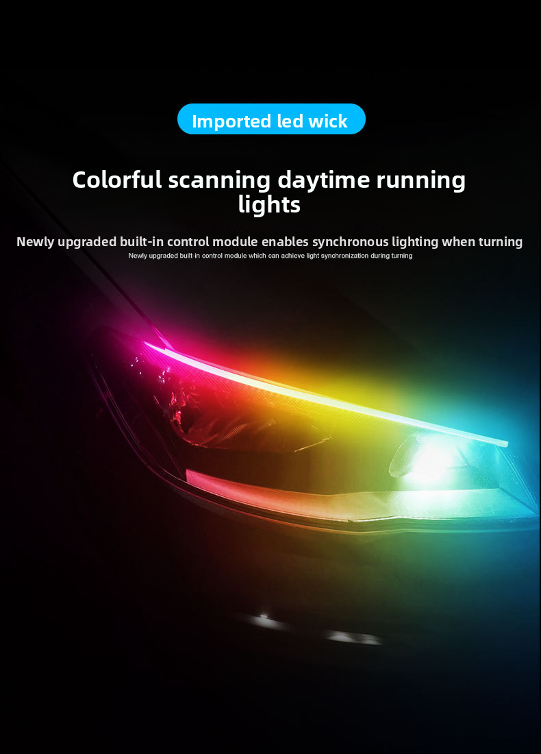 Car RGB Colorful Daytime Running Lights APP Bluetooth Control 30CM 45CM 60CM Driving Light Strip_autovado.com