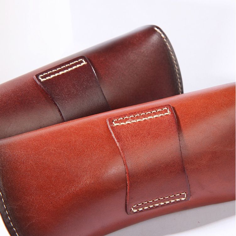 Unisex Vintage handmade leather eyewear case Portable leather eyewear storage bag Plant tanned leather cowhide eyewear bag_autovado.com