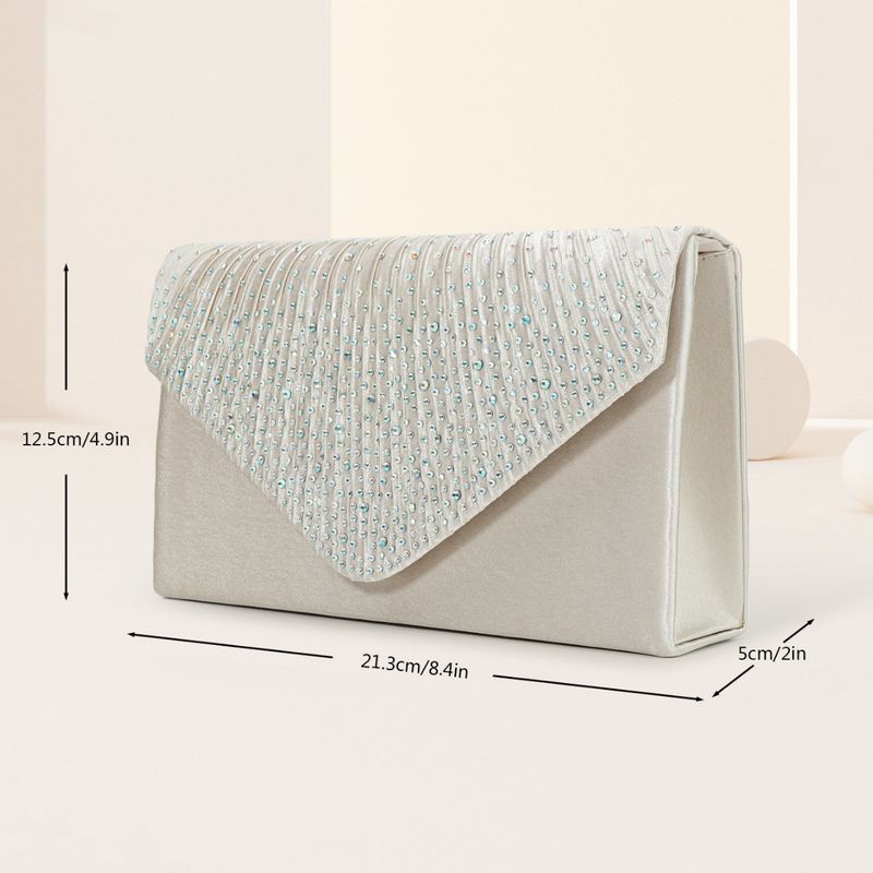 ladies small square bag evening bag fashion handbag solid color diamond evening bag banquet bag_autovado.com