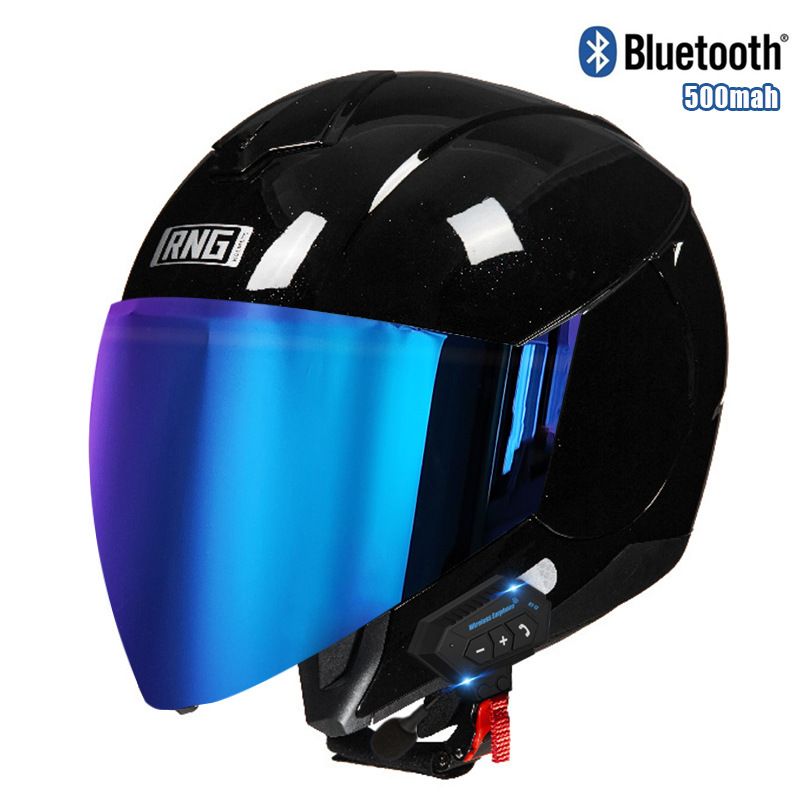 3C Certified Motorcycle Bluetooth Helmet - Lightweight ABS 3/4 Half Helmet For Men & Women, Multi-Color Options With UV-Protective Visors_autovado.com