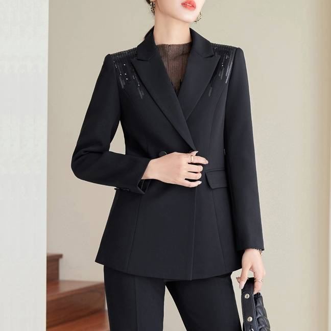 Women's Clothing Small Suit Goddess Fan Sequins Fashion Temperament Host Work Clothes_autovado.com