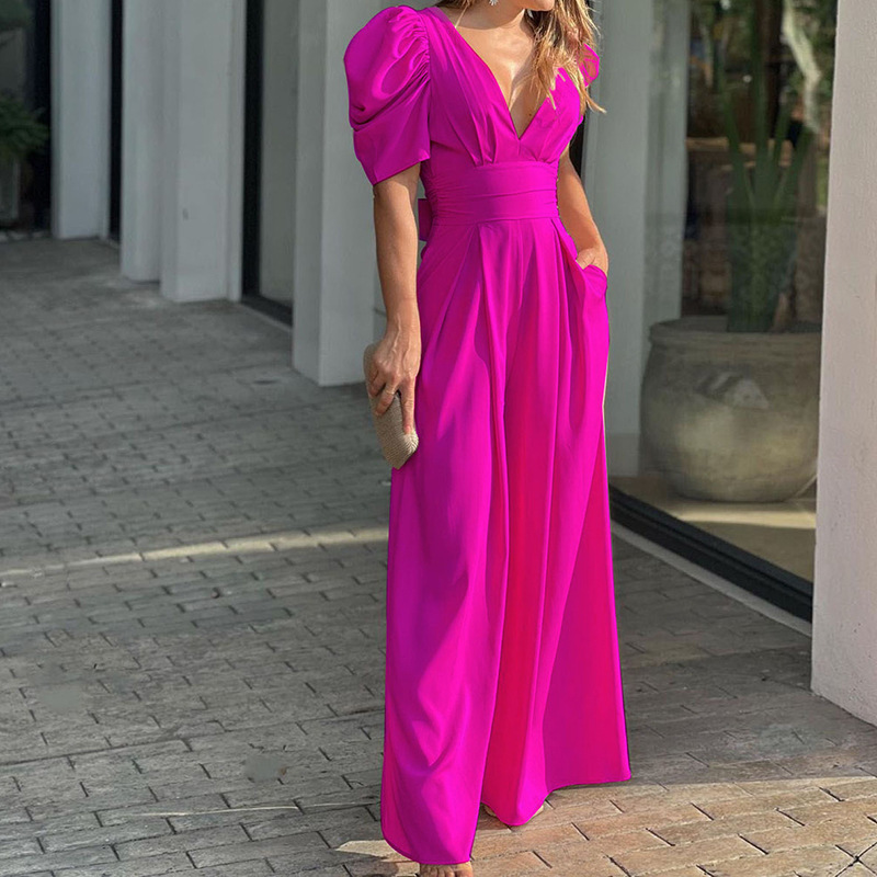 Women's fashion fashion elegant plus size wide leg jumpsuit_autovado.com