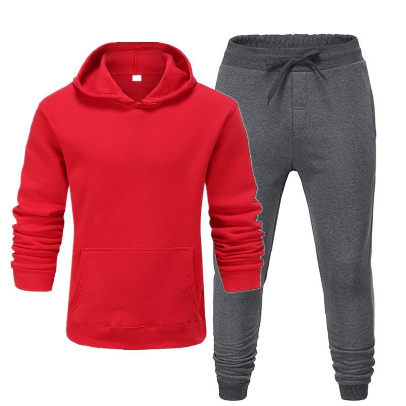 Men's Clothing men's casual sports fitness solid color sweatshirt suit hooded sweatshirt_autovado.com