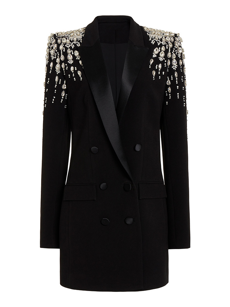 Women's fashion beaded and diamond-studded slim-fit suit jacket_autovado.com