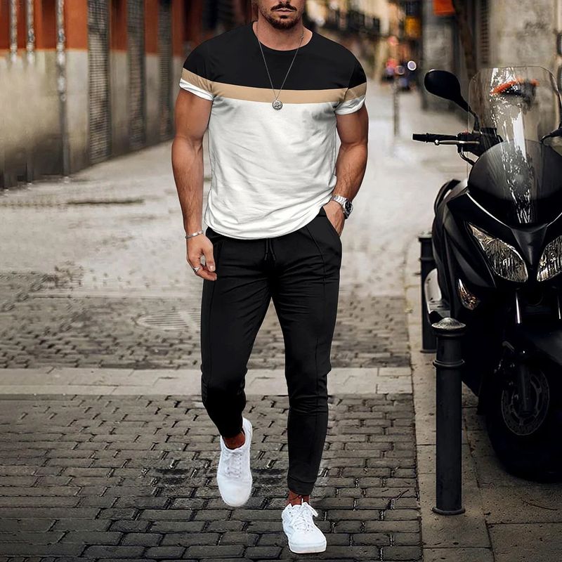 Men's Clothing loose sports suit 3D digital printing personalized fashion short-sleeved trousers_autovado.com