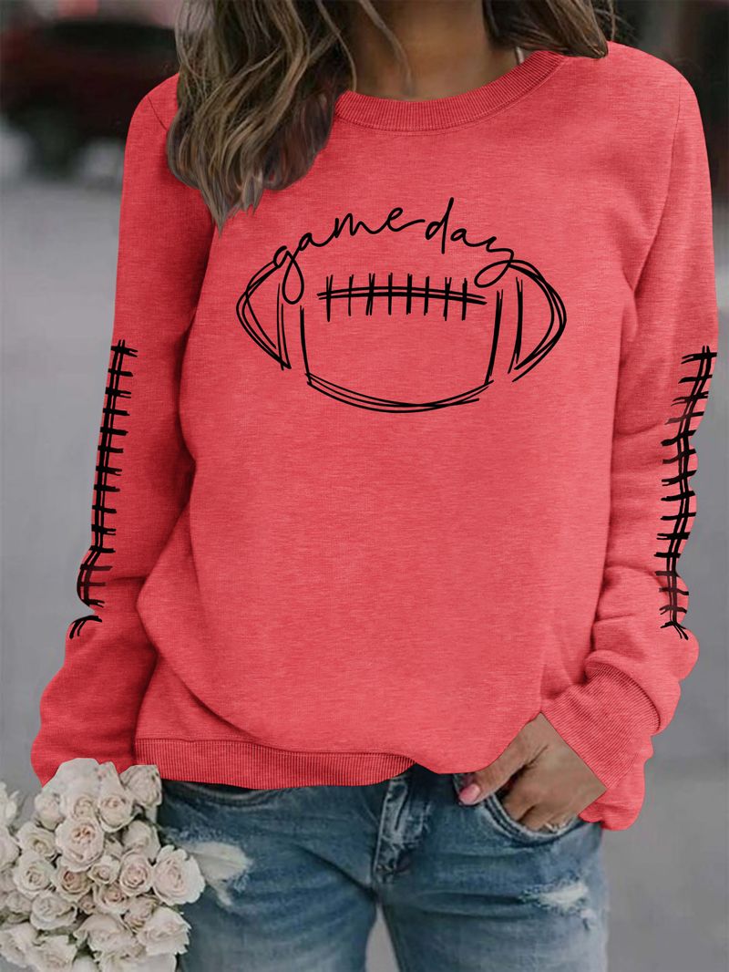 Women's Clothing new autumn game day print fashion sweater spot trend long sleeve_autovado.com