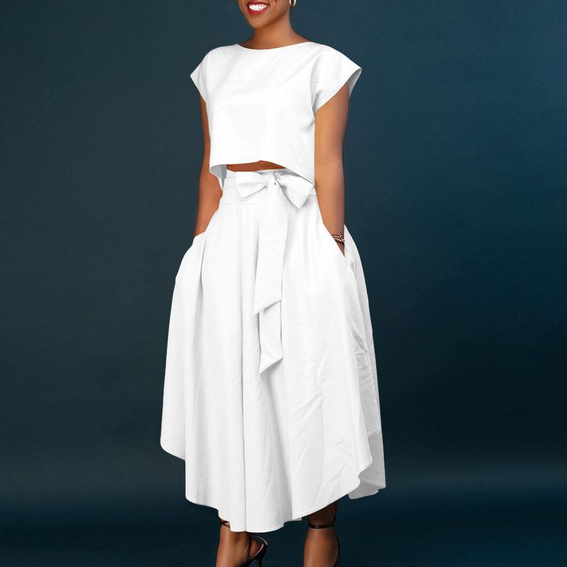 Women's Clothing plus size women's clothing 2023 new fashion temperament casual tops big swing skirt suit_autovado.com