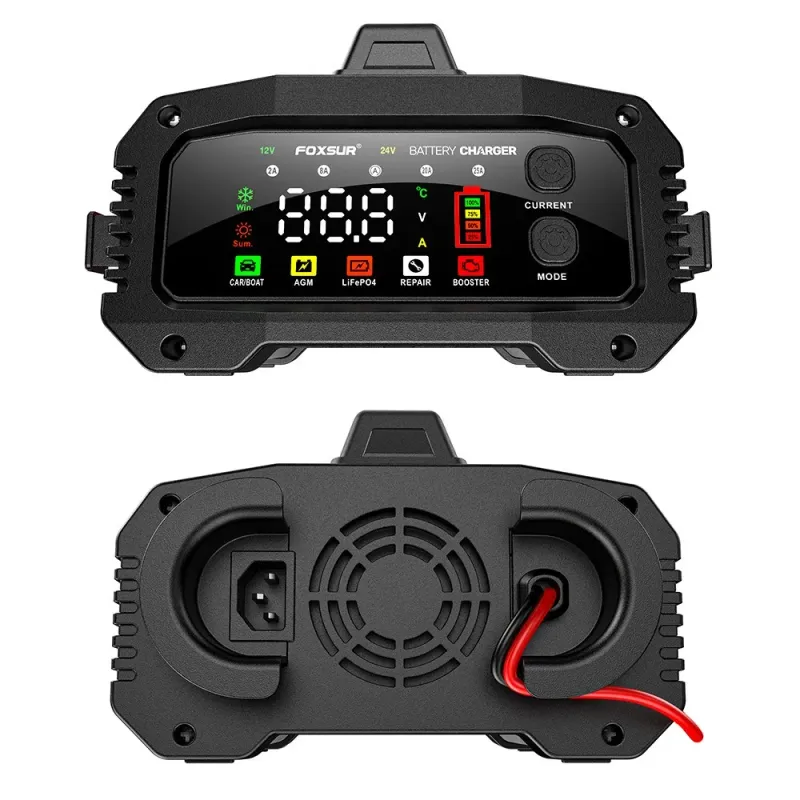 Portable 25A/15A Smart Car Battery Charger For 12V-24V Motorcycle Lead Acid AGM GEL LiFePo4 Batteries Auto Booster Pulse_autovado.com