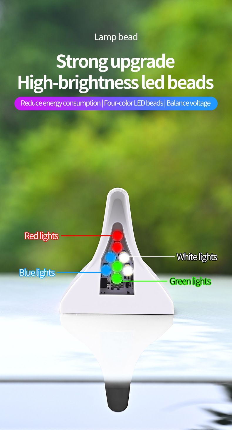 Solar Shark Fin Antenna Universal Car Roof Modification Anti-Collision Flashing Warning Decorative Light_autovado.com