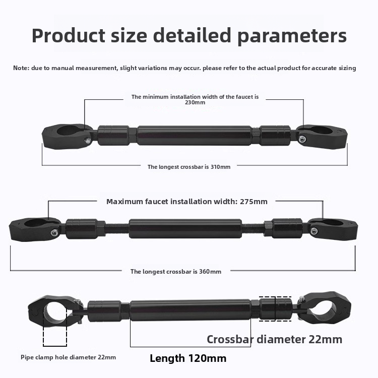 Motorcycle Modification Thickened Crossbar Extension Handlebar Balance Pull Rod Electric Vehicle Reinforced Headstock_autovado.com