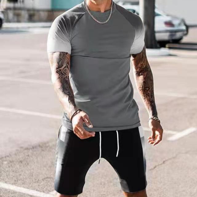 Men's Clothing 3D digital printing men's short sleeve beach pants suit trendy T-shirt shorts set_autovado.com