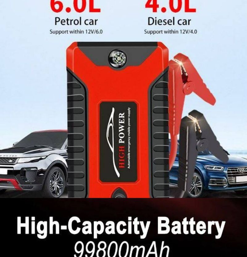 99800mAh 68800mAh 12v Car Jump Starter Powerbank Emergency Power Bank LED With Tire Pump Inflator 4 USB Phone Portable_autovado.com