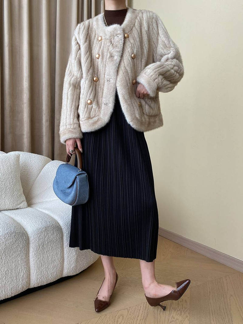 Women's Clothing marble texture design mink plush eco-friendly fur coat_autovado.com