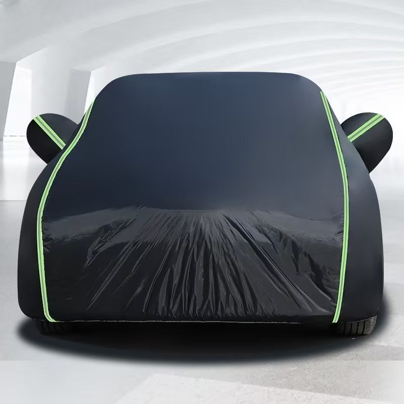 Full Coverage Oxford Cloth Reflective Strips Rainproof Heat Insulation Black Aluminum Film Dustproof Car Sunshade Cover_autovado.com