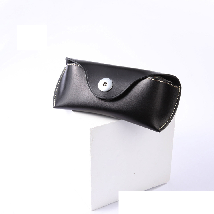 Unisex Vintage handmade leather eyewear case Portable leather eyewear storage bag Plant tanned leather cowhide eyewear bag_autovado.com