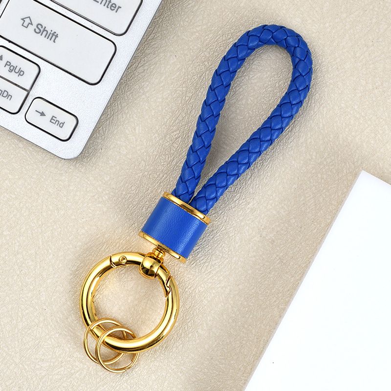 Creative Leather Car Keychain Braided Rope Metal Key Ring Cross Border Couple Key Chain Bag Small Pendant_autovado.com