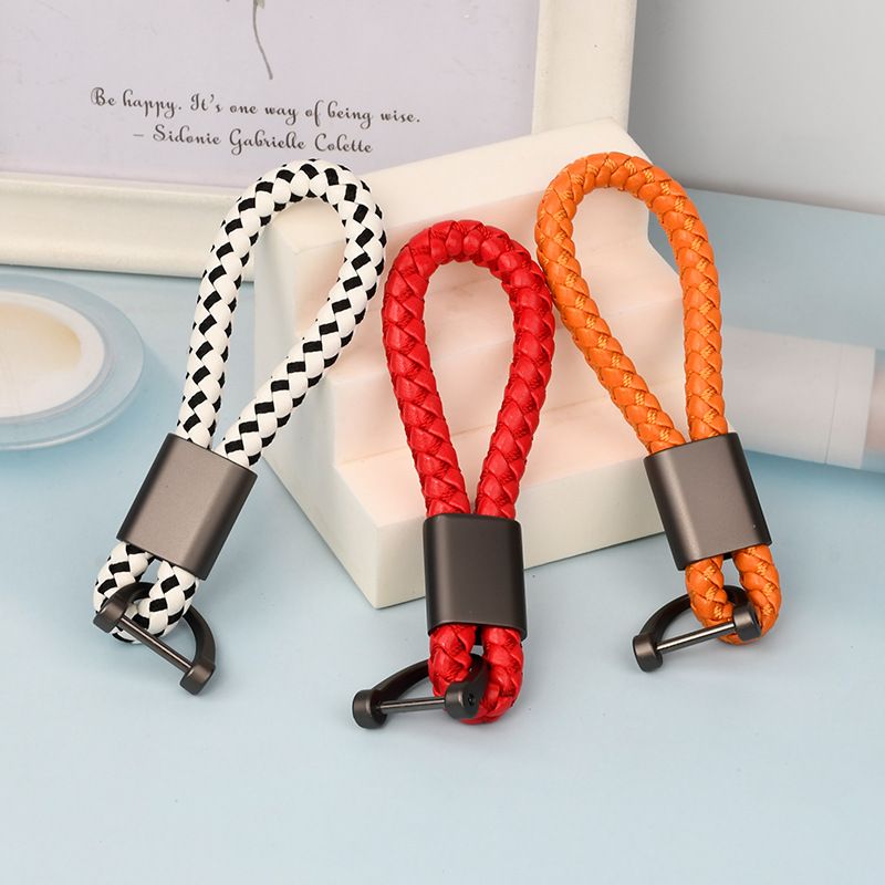 Simple Braided Rope Keychain Car Leather Decorative Keychain Fashion Creative Bag Portable Anti Lost Horseshoe Buckle_autovado.com