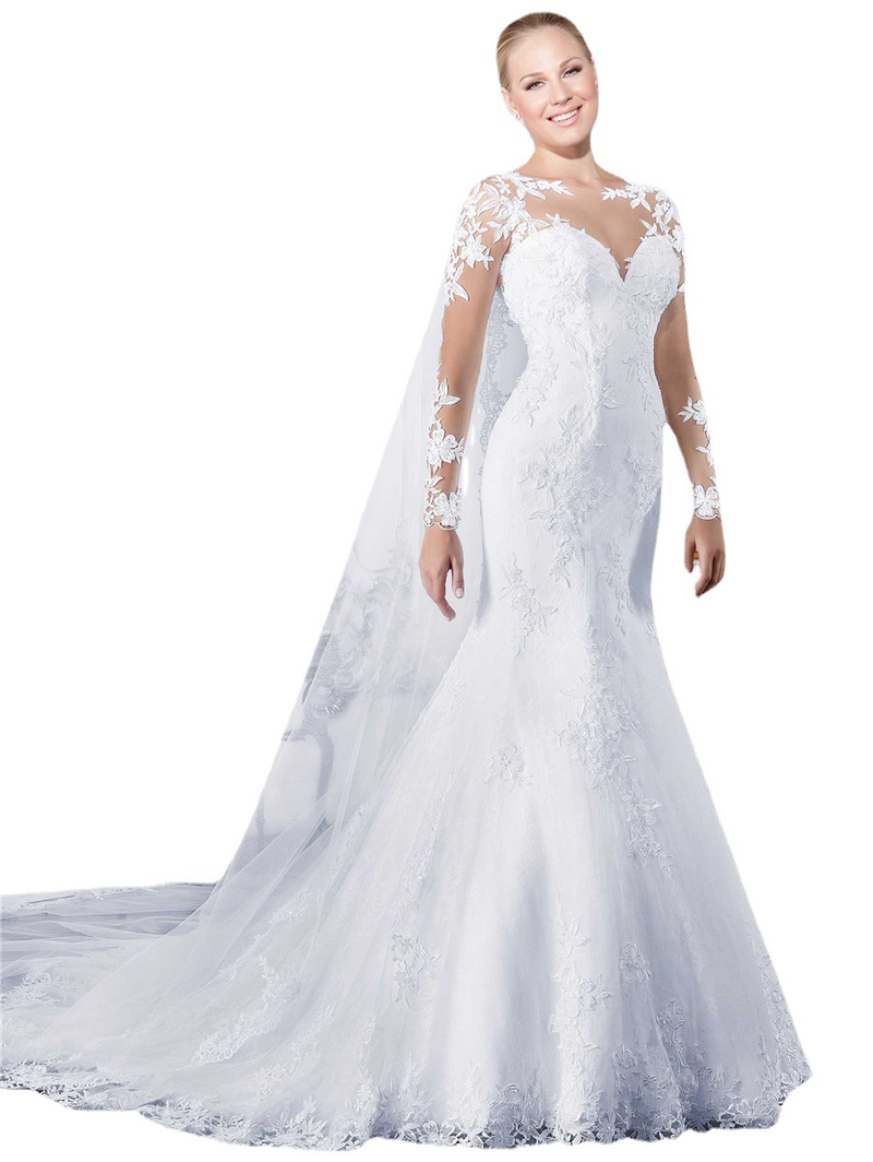 Women's Clothing Long-sleeved shoulder lace slimming palace vintage wedding dress_autovado.com