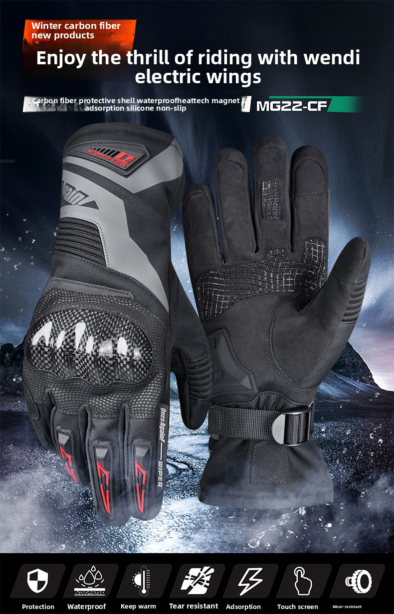 OnesAgain Motorcycle Winter Riding Gloves Men Long Waterproof Windproof Warm Women Rider Motorbike Anti-drop_autovado.com