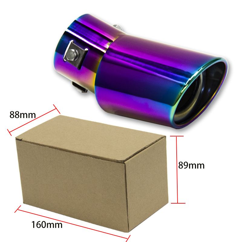Cross-Border Wholesale Blue Tail Decoration Large Curved Straight Stainless Steel Car Exhaust Pipe Muffler_autovado.com
