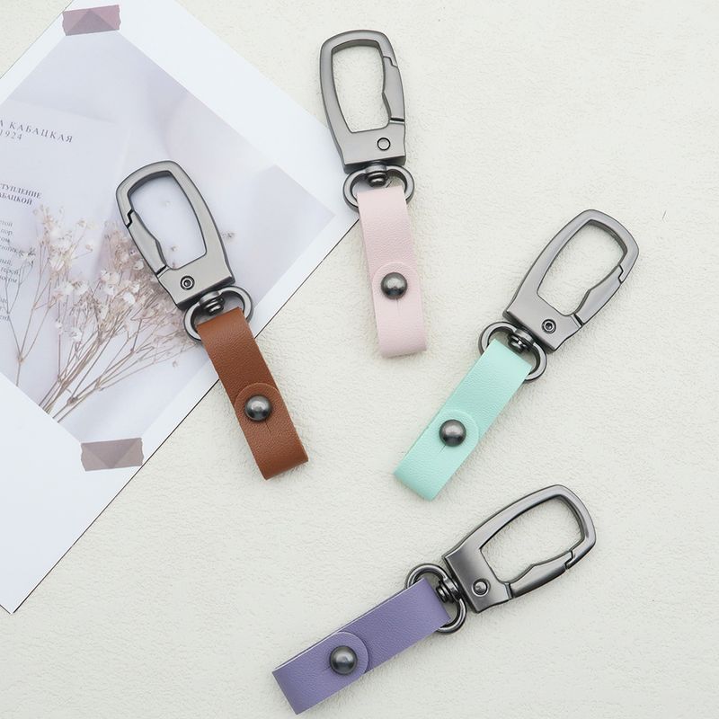 Square Metal Car Keychain Pendant Creative Simple Keychain Men's And Women's Leather Waist Keychain Accessories_autovado.com