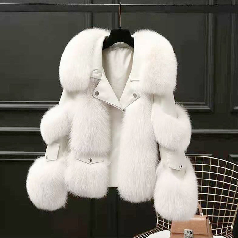 Women's Clothing fox fur quilted casual style fur coat loose high quality_autovado.com