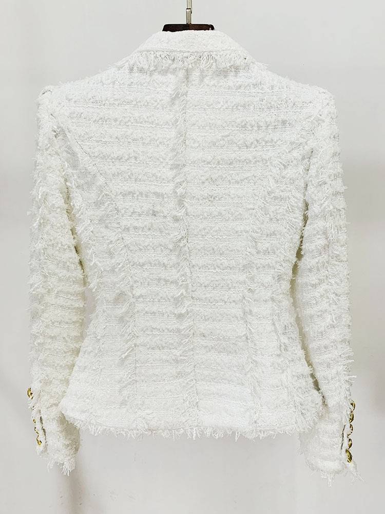 Women's New Style Star Fashion Fringed Tweed Slim Blazer_autovado.com