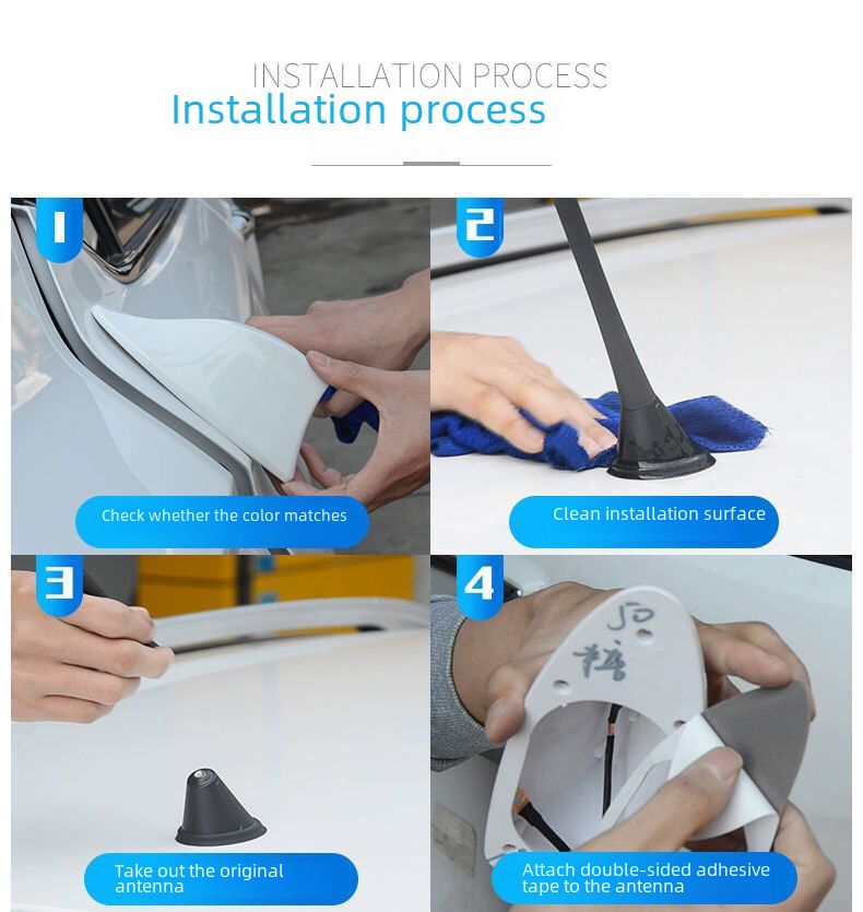 Car decoration shark-fin antenna with signal radio roof pasted tail fin modification free of drilling_autovado.com