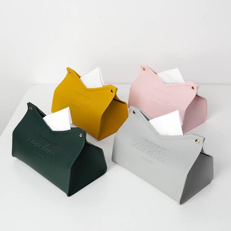 Modern Leather Tissue Box – V-Cut Desktop Holder (Minimalist & Durable)_autovado.com