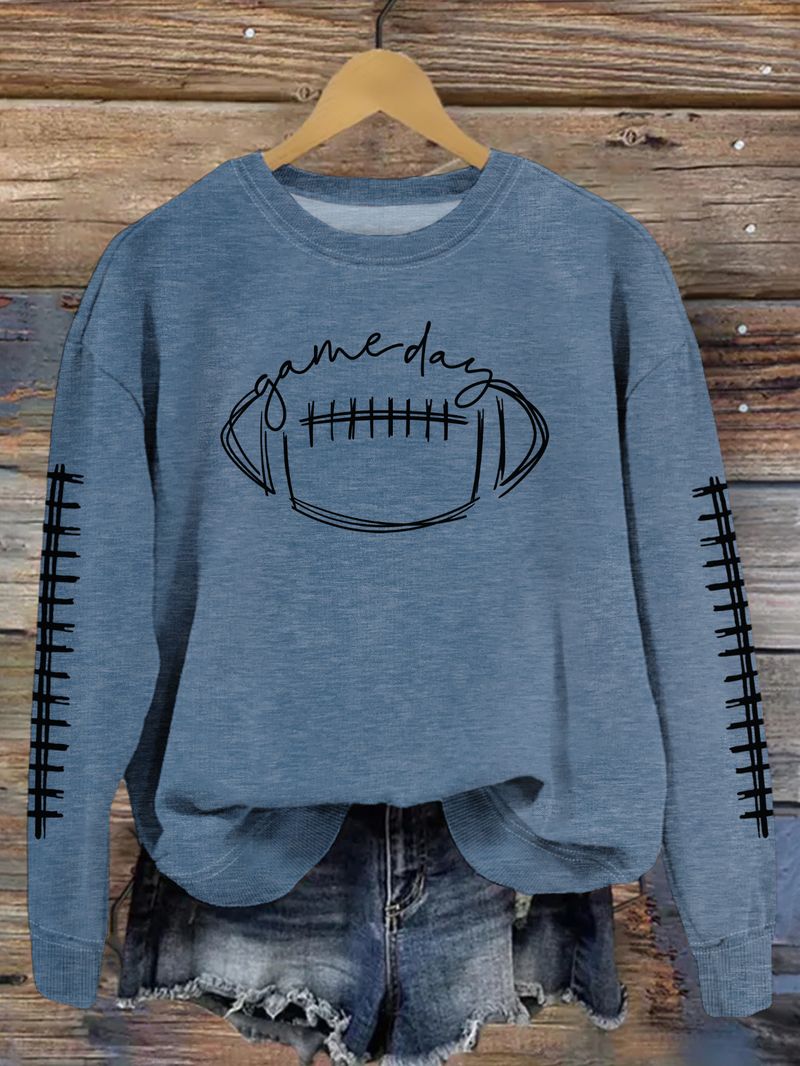 Women's Clothing new autumn game day print fashion sweater spot trend long sleeve_autovado.com