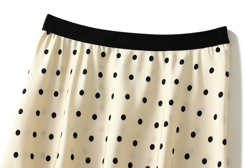 The new acetic acid wave point half skirt women's French retro satin A-line skirt fishtail skirt_autovado.com