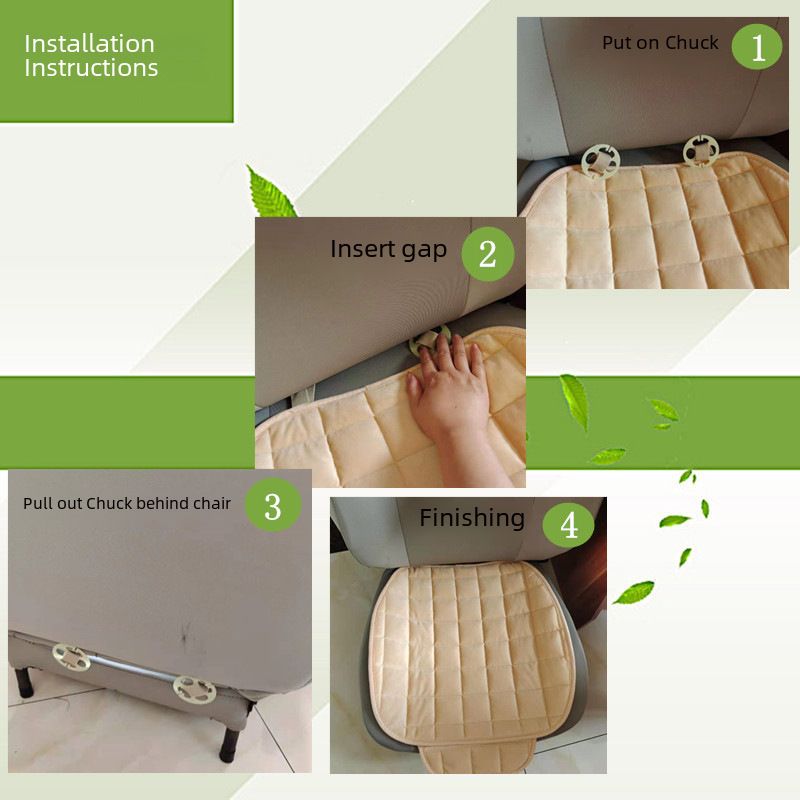 Winter car seat cushion no backrest square embroidered plush tie-free warm three-piece front and rear row single seat cushion_autovado.com