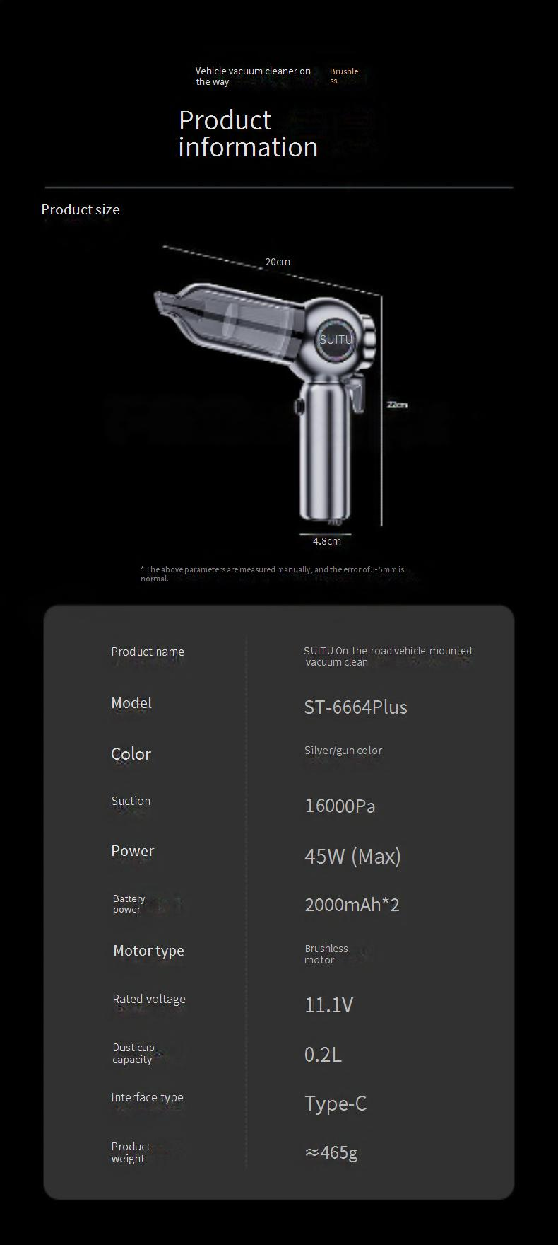 Car vacuum cleaner brushless high-power hand-held blowing suction one home car dual use_autovado.com