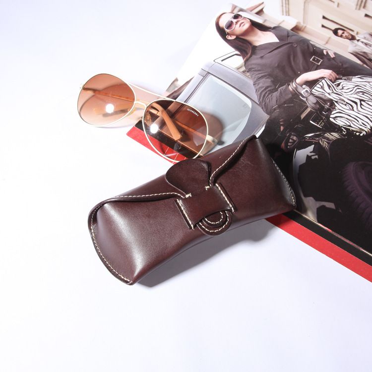 Unisex Cowhide handmade glasses case Vintage glasses with tanned tree paste glasses case_autovado.com