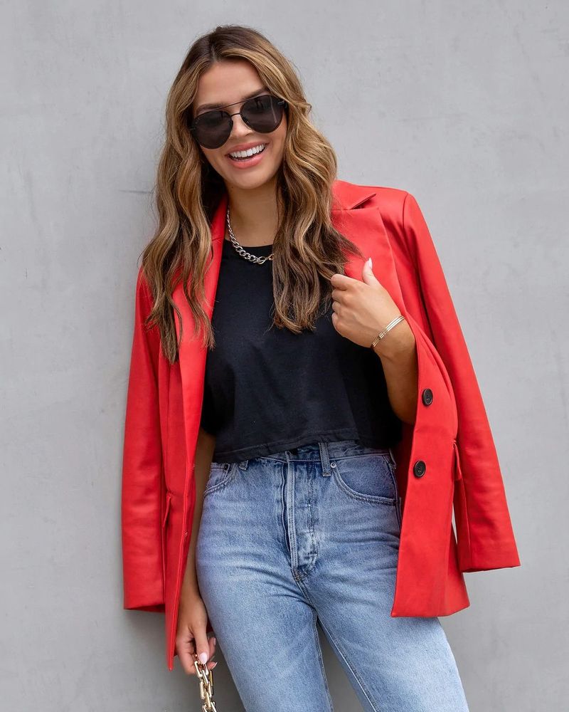 Women's Clothing Street Style Pure Color Casual Fashion Three color Leather Jacket _autovado.com
