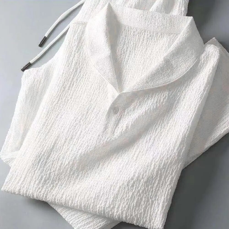 2Pcs/Set Summer Outfits Men's Sets Pure Color Short Sleeve Shirts Pants Two Piece Set Men Tracksuits спортивный костюм_autovado.com