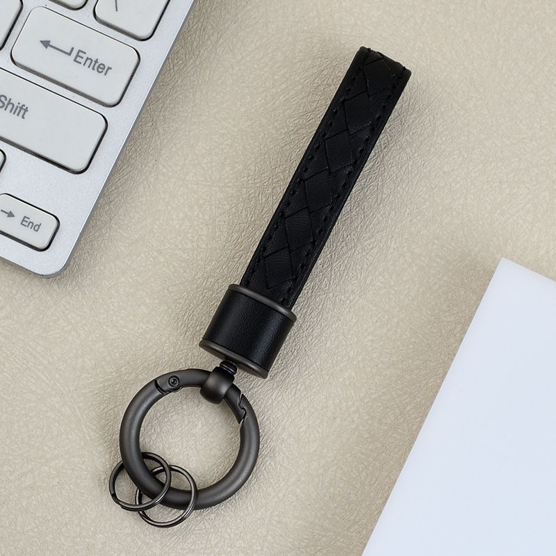 Version Car Keychain Diamond Pattern Leather Rope Luggage Pendant Fashion Couple Metal Key Chain Female Pendant_autovado.com