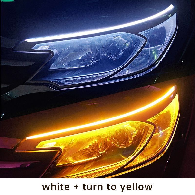 Car Daytime Running Ultra-Thin Guide Flowing Turn Signal Universal LED Silicone Light Strip No Disassembly Required_autovado.com