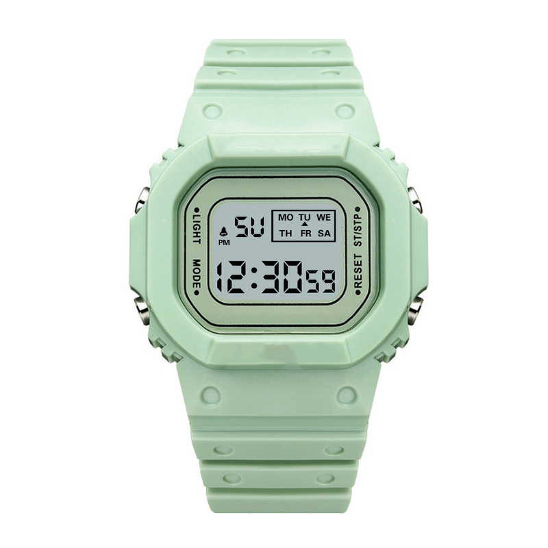 green small square watch student youth outdoor sports waterproof multi-function LED electronic watch_autovado.com