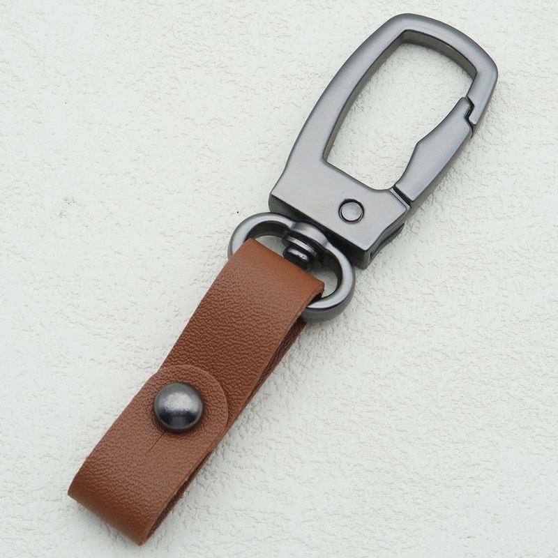 Square Metal Car Keychain Pendant Creative Simple Keychain Men's And Women's Leather Waist Keychain Accessories_autovado.com