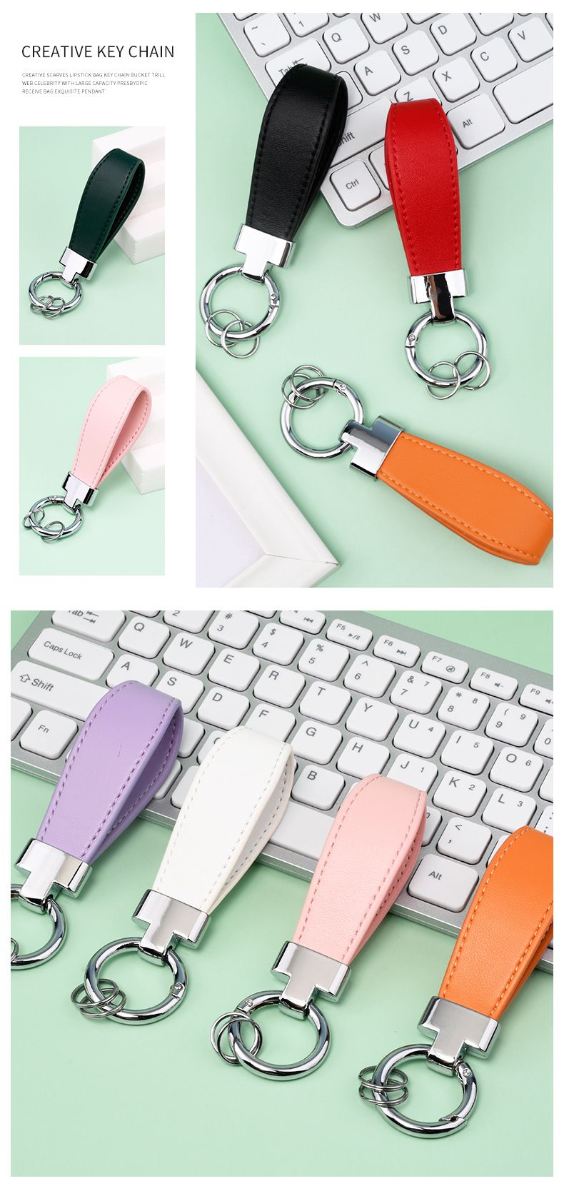T Shaped Leather Keychain Stylish And Simple Mini Key Ring Creative Portable Color Pendant Key Chain_autovado.com
