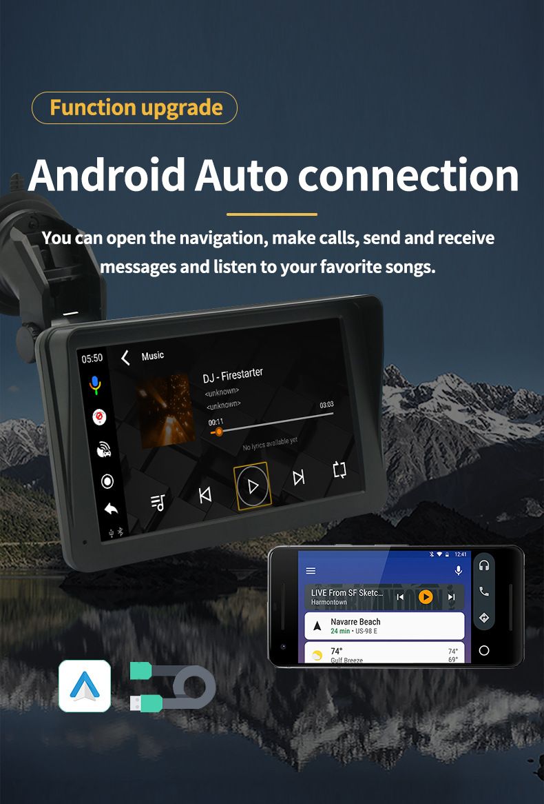 7 "car navigation Portable wireless Carplay Android AutoMP5 player PND car navigation_autovado.com