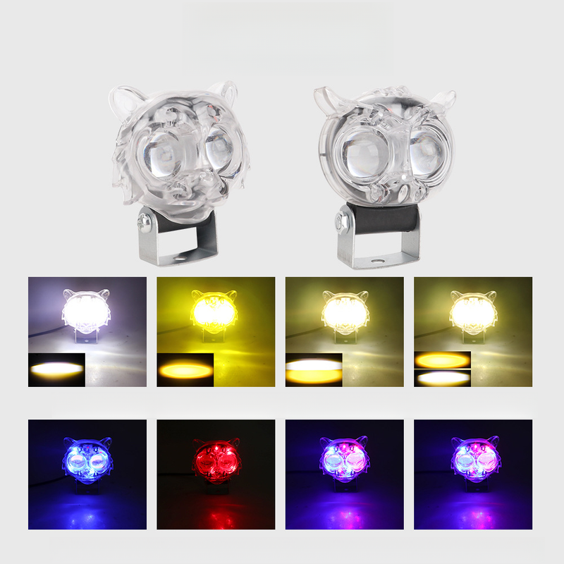 Motorcycle LED Rainbow Owl Tiger Style Spotlight Electric Vehicle Modified Front Headlight_autovado.com