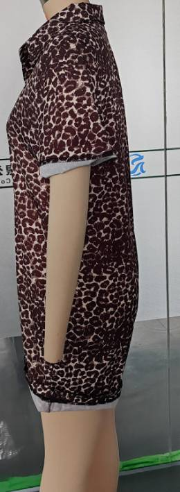 New Women's print holiday style lapel design shirt shorts suit women_autovado.com