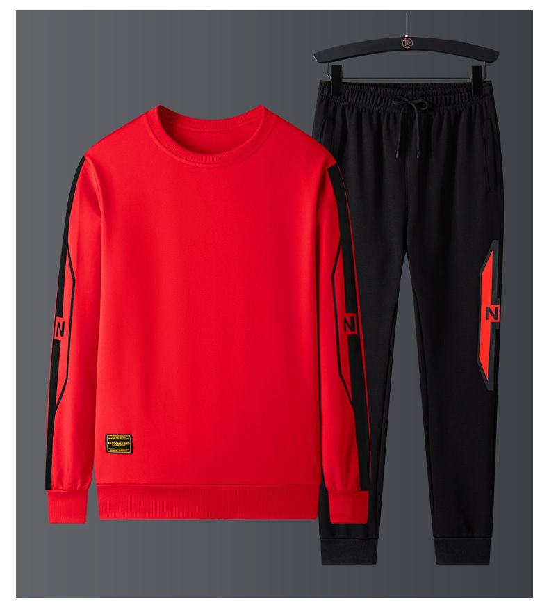 Men's Clothing Autumn Large Size Sweatshirt Men's Round Neck Casual Suit Sports Running Two piece Set Pullover Long Sleeve Men's Sweatpants_autovado.com