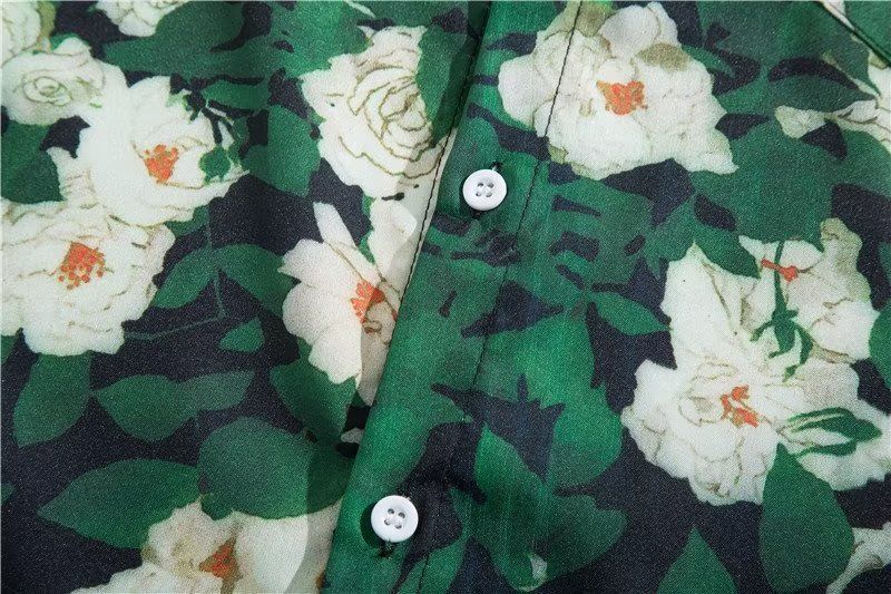 Men's clothing Retro Flower Shirt Short Sleeve Summer Vintage Loose Lapel Shirt Couple Jacket Wholesale_autovado.com