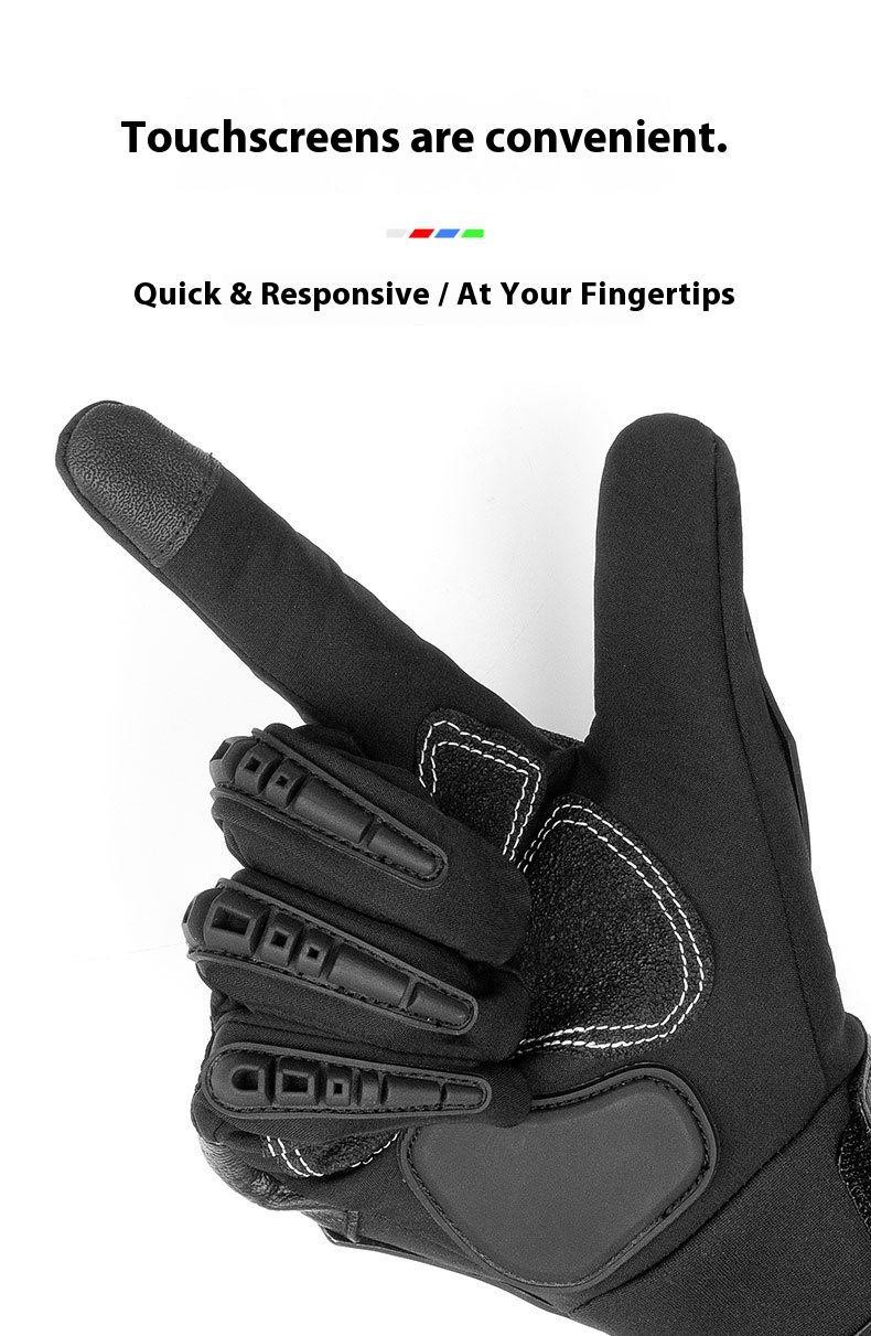 Motorcycle Gloves – All-Season Riding Gloves (Touchscreen, Anti-Slip, PE/Alloy/Carbon Shell, M/L/XL, Black/Red/Green)_autovado.com