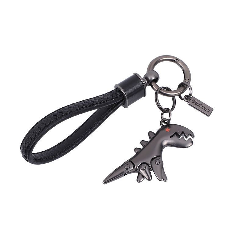 Cow Leather Keychain Internet Celebrity Little Dinosaur Pendant Cute Cartoon Car Key Chain Pendant Creative Gift For Women_autovado.com