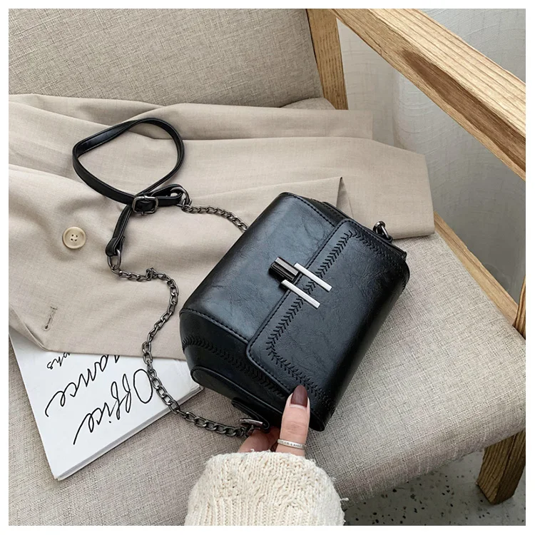 Vintage Trend Women's Crossbody Bag Chain Hasp Zipper PU Leather Square Shoulder Bags Chic Lady Versatile Pack_autovado.com