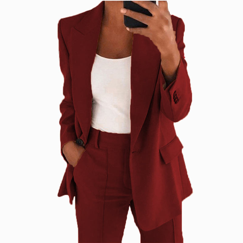 Women's new fashion button slim lapel cardigan temperament blazer suit_autovado.com